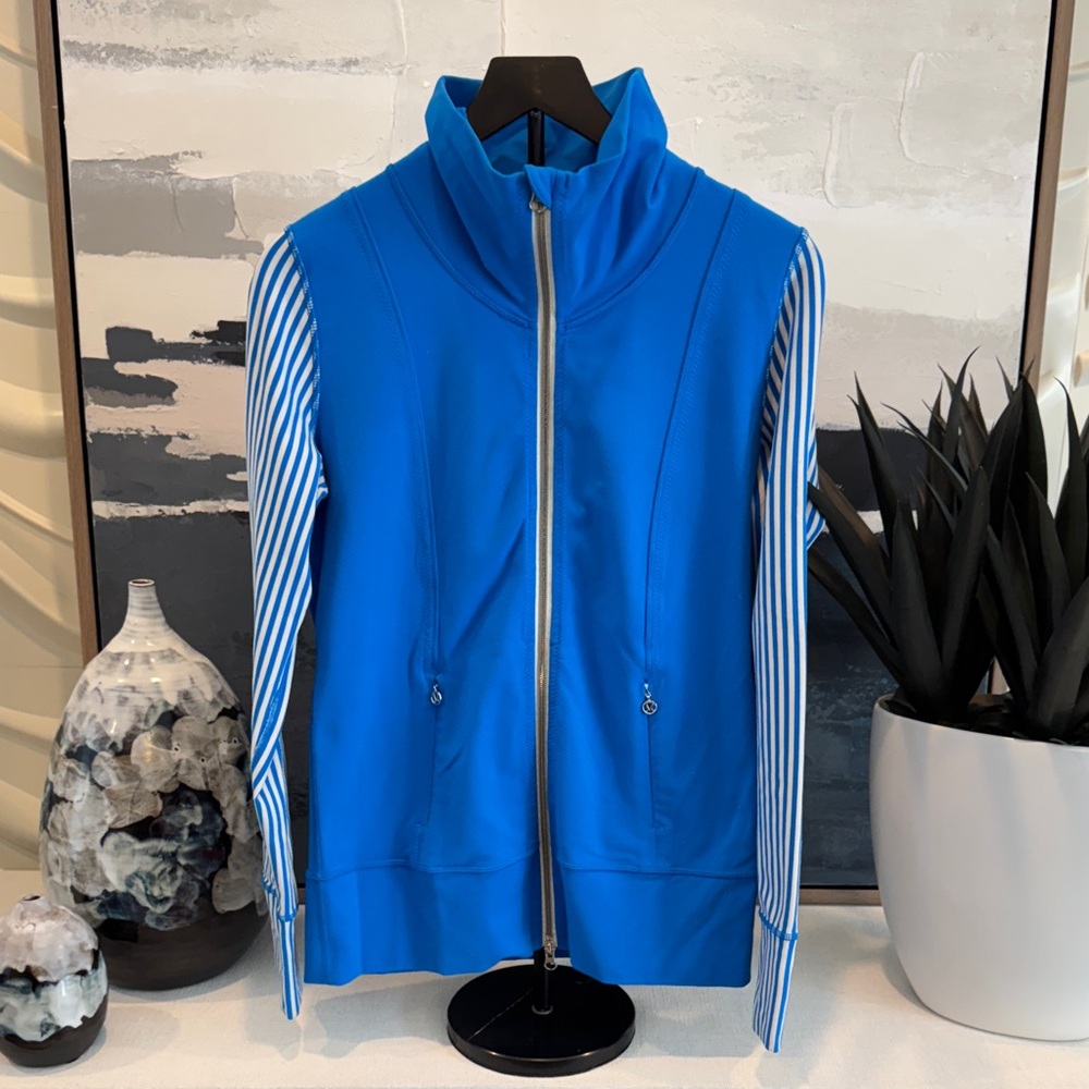 lululemon athletica Vibrant Blue Jacket with Striped Sleeves